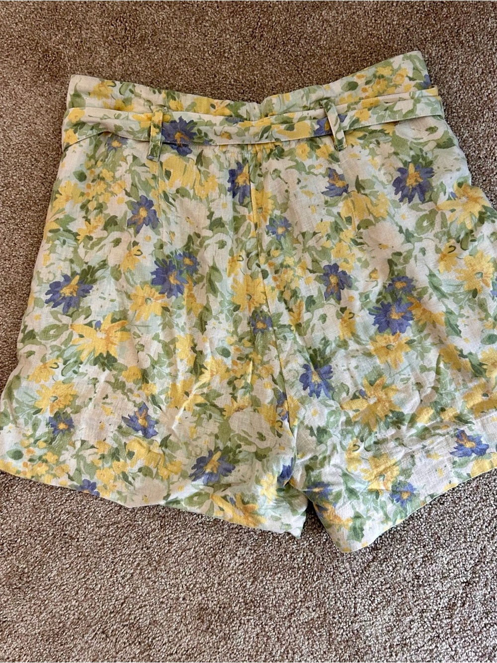 Abercrombie & Fitch High-Waist Floral Print Shorts - Yellow & Blue